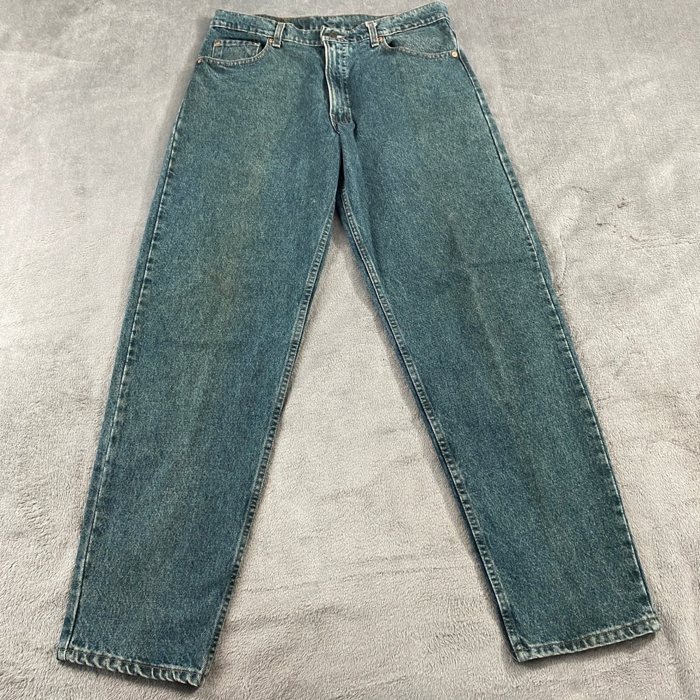 Vintage Levis 550 Jeans Mens 36x32 Green 90s Relaxed Fit Tapered Leg Made in USA